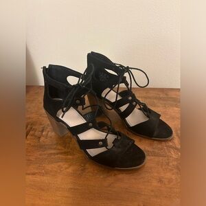 Fergalicious Black Heels with Lace-Up Design Size 8.5